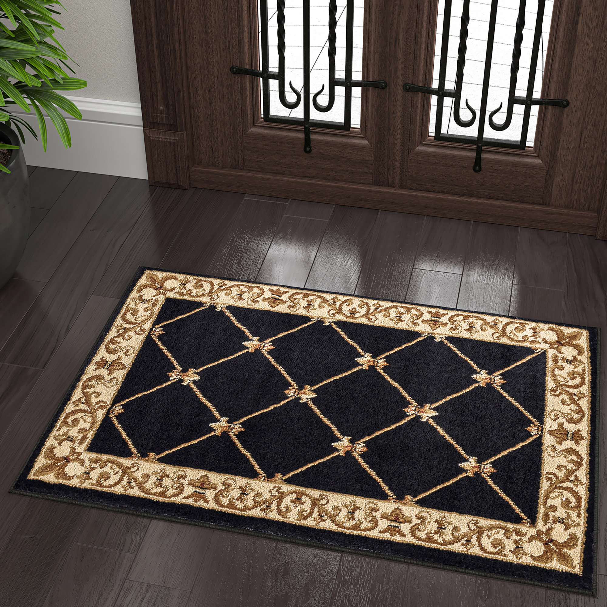 Astoria Grand Clarence Oriental Area Rug in Black/Gold & Reviews
